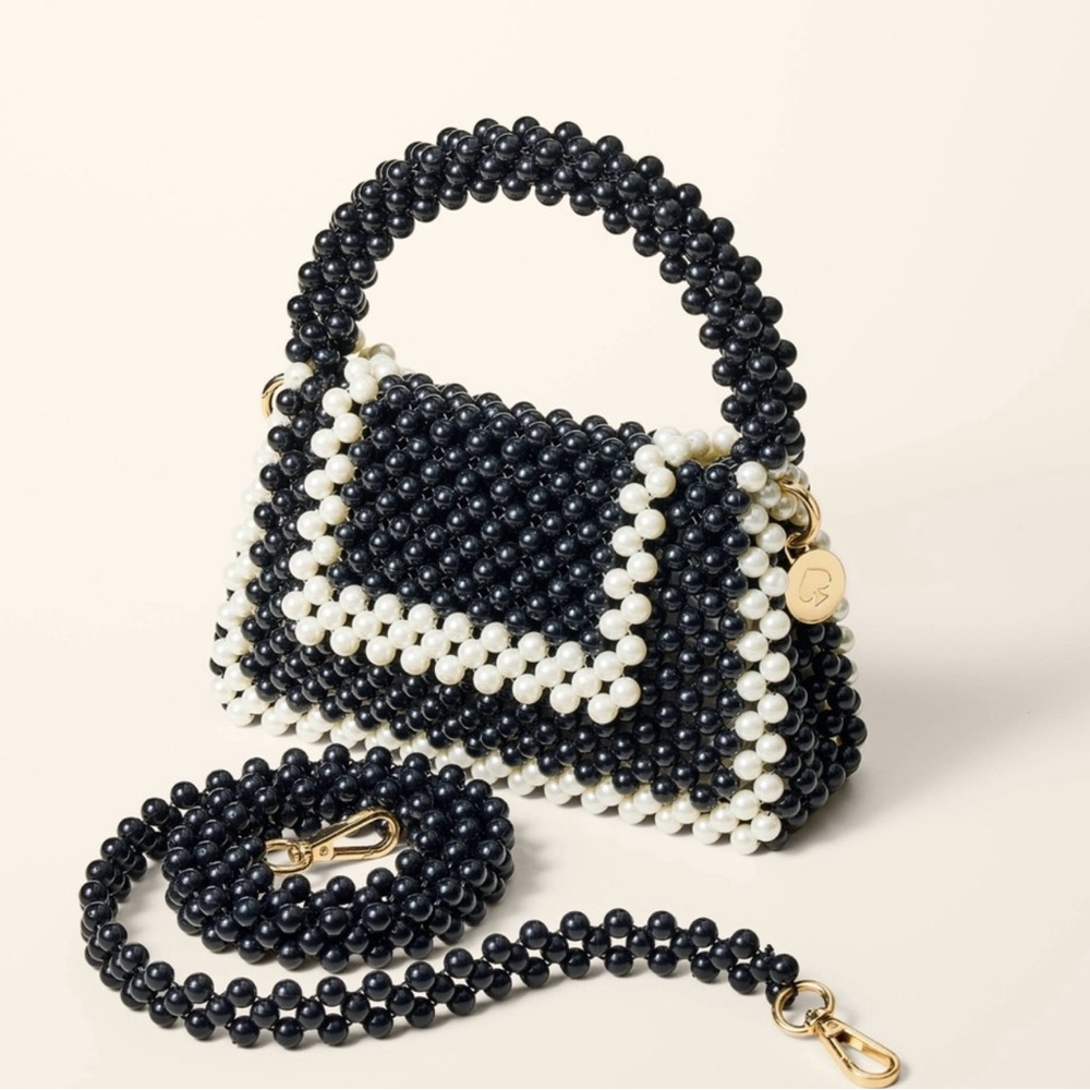 Kate Spade New York Target Black and White Beaded Pearls Crossbody Purse Bag NEW - Picture 2 of 4